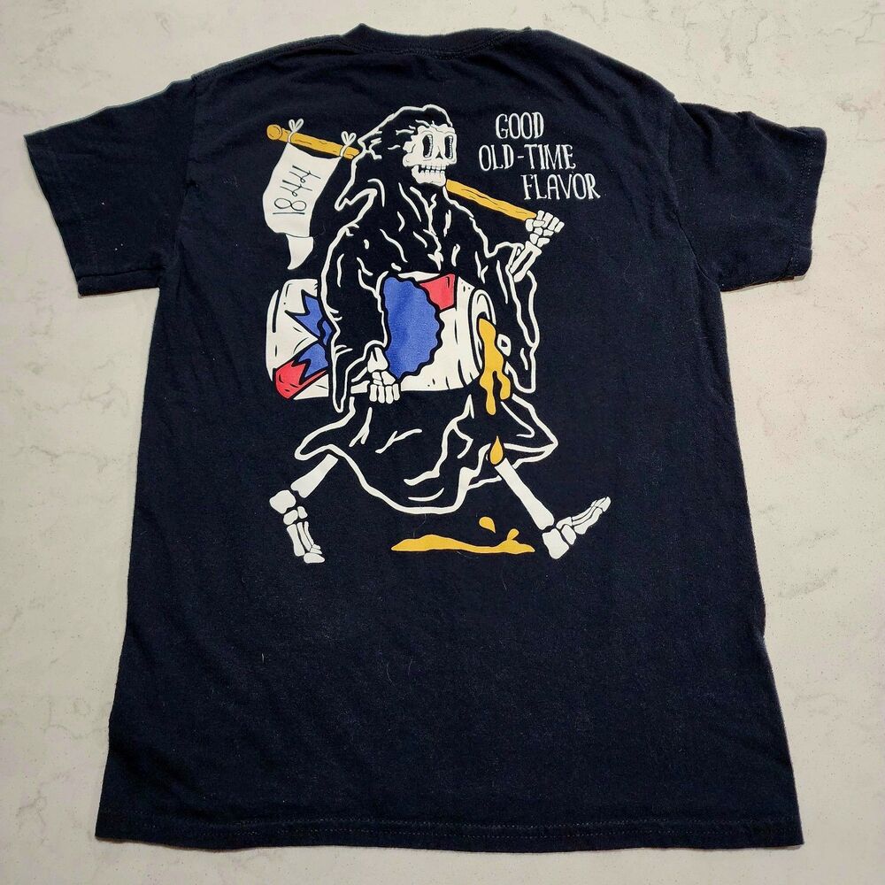 Pabst Blue Ribbon T Shirt PBR Beer Good Old Time Reaper Mens Small Halloween